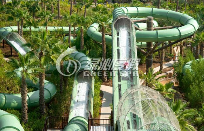Kids and Adults Green Water Roller Coaster / Fiberglass Water Slides for Aqua park