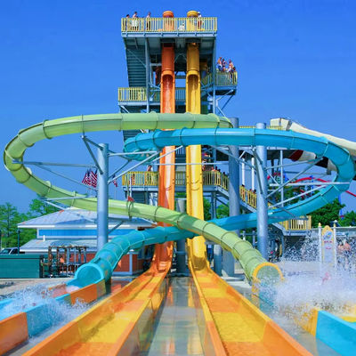Good price Customized Colorful Fiberglass Water Park Slide Ending with Pool for Resort Hotels online