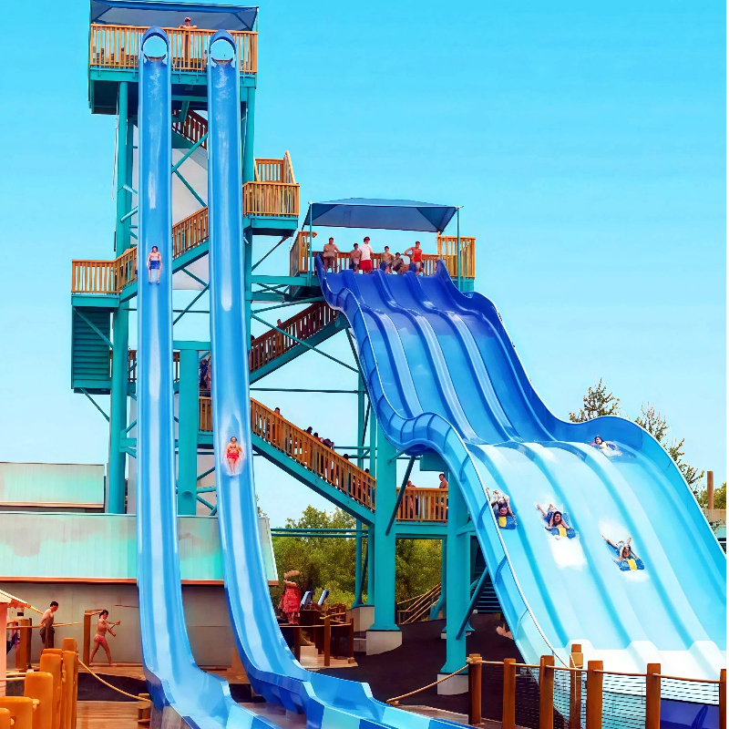 Outdoor Racing Pools 3-Lane Rainbow Racing Fiberglass Slide for Water Parks & Pools