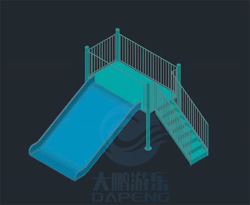 1.5m High FRP Swimming Pool Water Slide Family Blue Water Slide Anti Rust