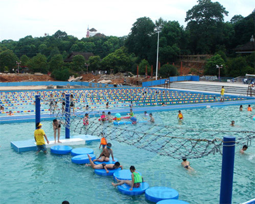 Water Park Lazy River And Swimming Pool Floating Bridge With Climbing Net