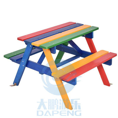 Multicolor Swimming Pool Accessories Non Toxic 4 Seat Kids Picnic Table Bench Set