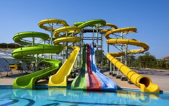 Height 8m Water Park Slide Custom Amusement Rides Fiberglass Slide For Kids