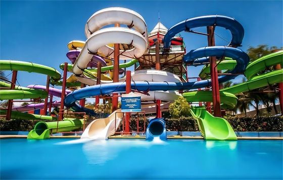 Kids Fiberglass Water Park Slide Outdoor Water Play Carnival Rides