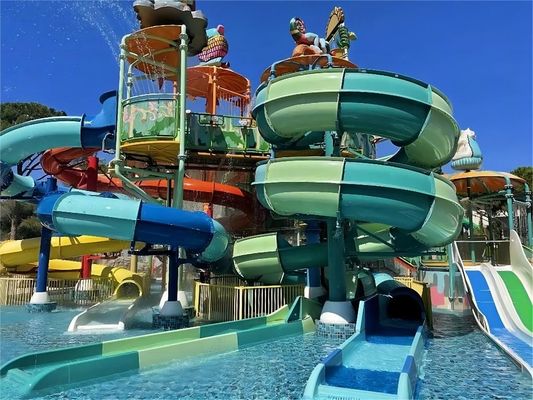 Good price OEM Water Amusement Park Equipment Colorful Fiberglass Slide Set online