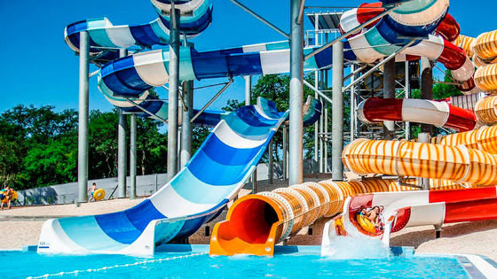 Good price Commercial Water Park Swimming Pool Design Rainbow Fiberglass Slide Set online