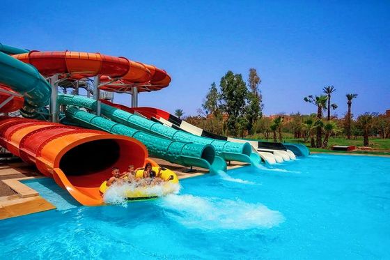 Affordable Swimming Pool Slides 5-12 Meters Slide Height 10-12mm Fiberglass Thickness