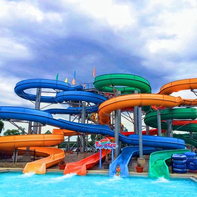 Good price Outside Swimming Pool Water Games Rides Supplies Fiberglass Slide Set online