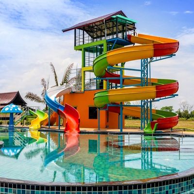 Water Park Outdoor Playground Swimming Pool Fiberglass Slide for Kids