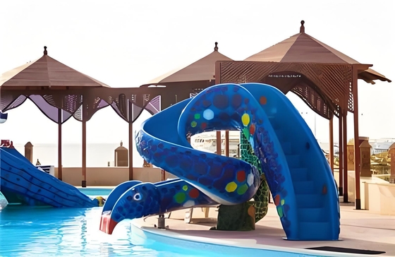 Fiberglass Water Splash Swimming Pool Slide Waterplayground Water Park Animals Set Elephant Snake Rainbow Children's Pool Slide