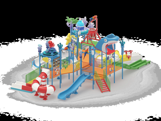 Ocean Style Fiberglass Water Park House With Marine Animal Decorations Safe For Children