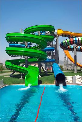 Adult Spiral Combination Water Slide With Perfectly Designed Slide Color Customizable Suitable For Home Outdoor