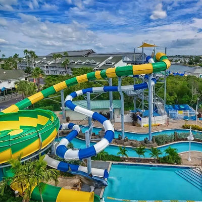 Good price Customized Colorful Fiberglass Water Park Slide for Resort Hotels Ending with Pool online