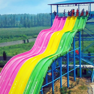 Rainbow Racing Water Slide Fiberglass Material Service Life Over 10 Years Color Customized Use For Water Park Equipment Swimming Pool