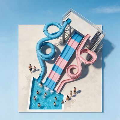Commercial Grade Large Combination Fiberglass Water Park Slide For Outdoor Amusement Resort Fun