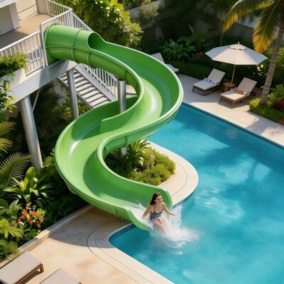 Heavy Duty Open Spiral Fiberglass Water Slide For Commercial Hotel Resort Swimming Pool Fun