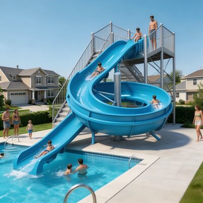Commercial Spiral Open Fiberglass Water Slide Equipment For Outdoor Amusement Park And Aqua Fun With ROHS