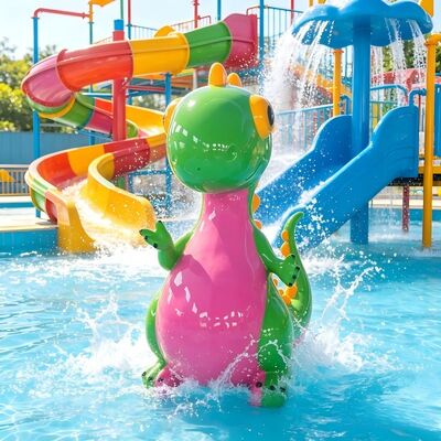 Colorful Dinosaur Theme Children Water Play Equipment For Outdoor Splash Pad And Water Park Fun