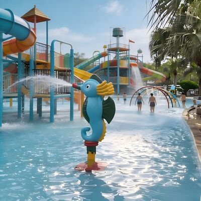 Seahorse Theme Kids Water Play Feature For Commercial Splash Pad And Resort Swimming Pool Park