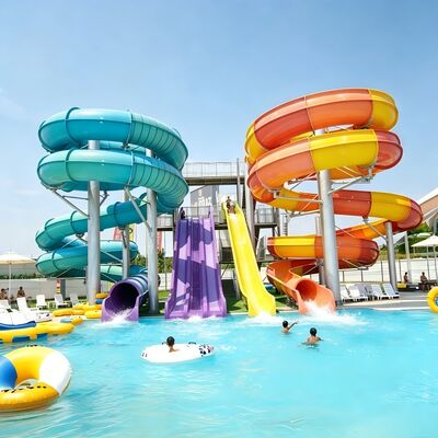 Commercial Spiral Rainbow Combination Fiberglass Water Slide for Large Outdoor Water Park and Aqua Resort