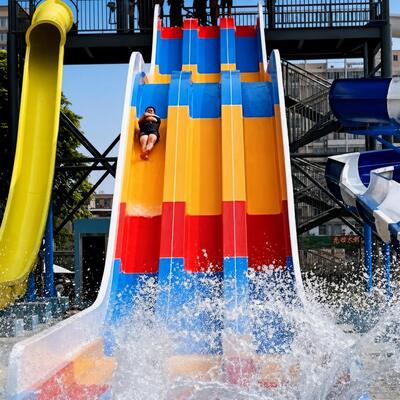 Fiberglass Commercial Pool Water Slide Rainbow High-speed Use for Amusement Park