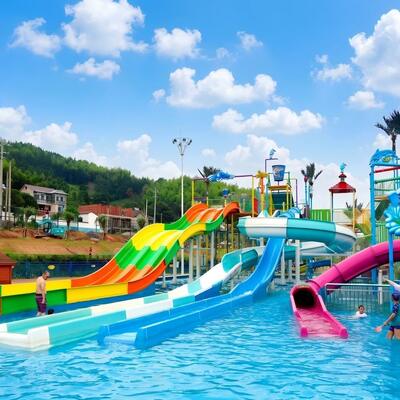 Custom Height Water Slide For Swimming Pool Fiberglass Combination Set Water Park Use