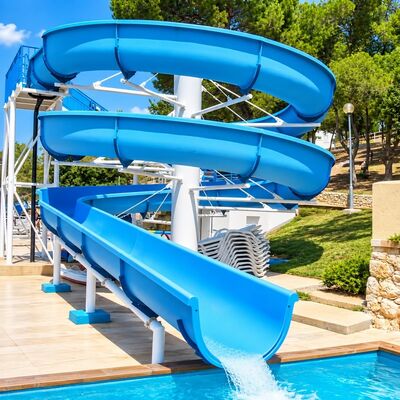 Spiral Water Slide Fiberglass Curved Flume Custom Color Ride For Swimming Pool And Water Parks