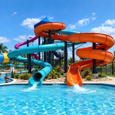Customized Spiral Water Slide Combination Fiberglass For Hotel Residential Swimming Pool