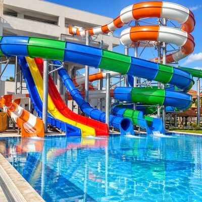 Most Popular Fiberglass Aqua Park Slides For Swimming Pool Colorful Fiberglass Rides
