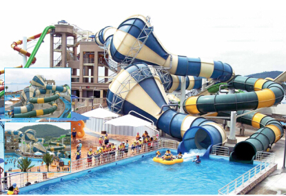 Storm Valley Slide Children / Adults Outdoor Colorfull Fiberglass Water Slides Equipment for Water Park Resort