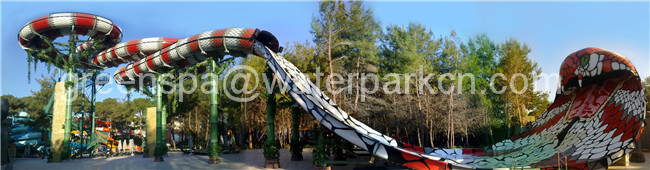 2 People / 1 People Aqua Park Equipment Fiberglass Water Slides 12 M Height