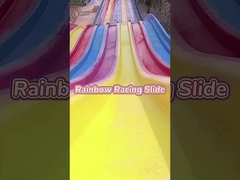 Rainbow racing slide with mat, OEM/ODM aqua park rides, Commercial aqua park slide