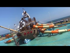 Popular Kids Aqua Park Water Playground Pirateship Pool Slides With Splash Pads